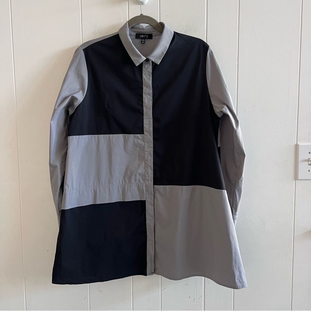 Comfy USA Color Block Button Down TunicTop - image 1